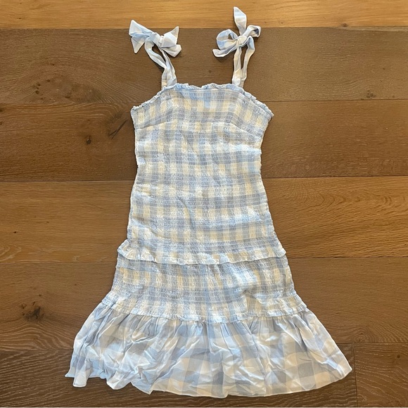 Blue & White Gingham Fitted Dress - Picture 1 of 3